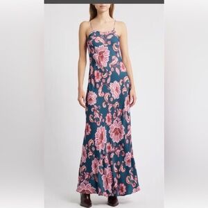 FARM Rio Vibrant Floral Dress in Blue and Pink
